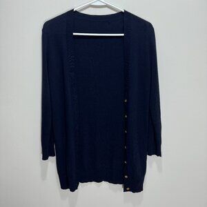 J Crew Navy Button Up Cardigan Sweater Size Small